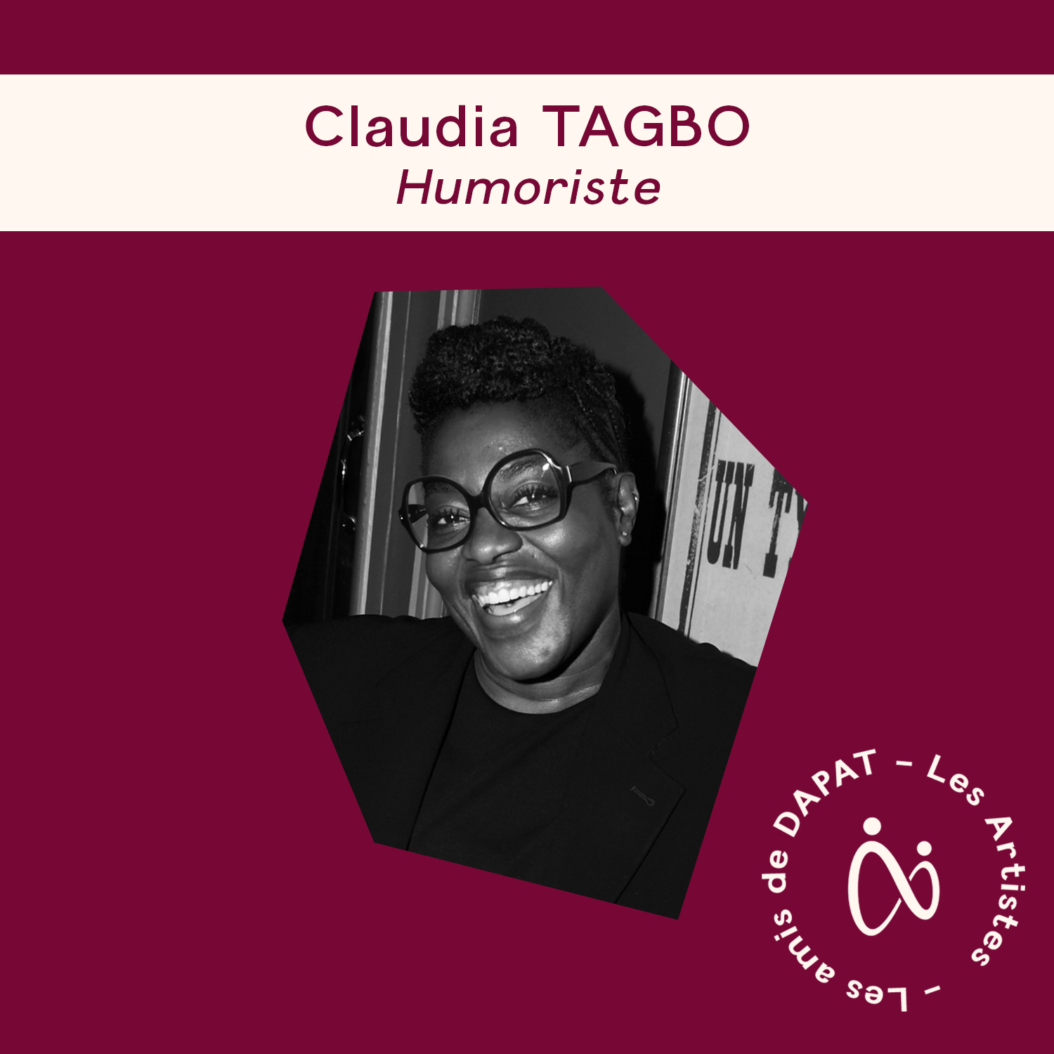 Claudia Tagbo – Humoriste soutenant les Prix DAPAT.